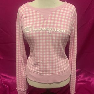 CHAMPION PINK PLAID SWEATSHIRT